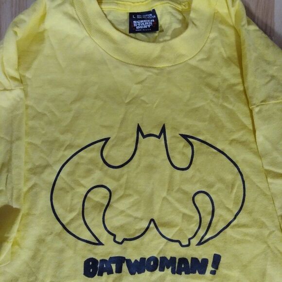 Vintage Bat Woman Boobs Logo Parody T-Shirt - Picture 1 of 8